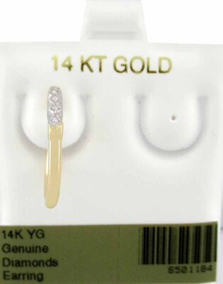 ECHTE DIAMANT HUGGIE *einzel* OHRRINGE 14K GELBGOLD - Neu mit Etikett