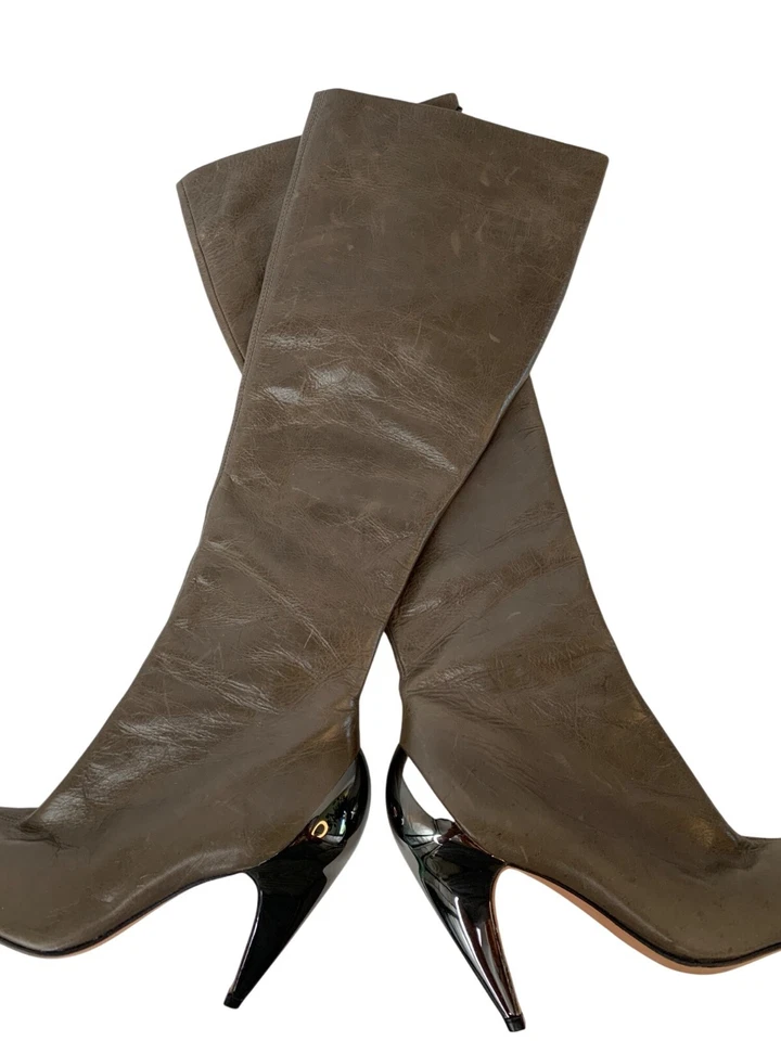 Botas hasta la rodilla de cuero Report Signature 6,5 M verde salvia Stiletto de colección J10069 Foto 2 de 4