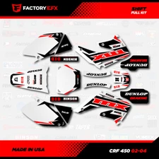 White & Red Shift Racing Graphics kit fits Honda Crf450 02-04 Crf 450 Decals