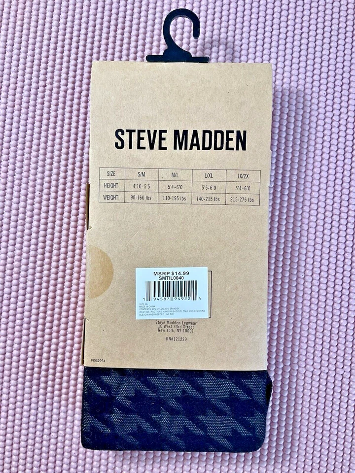 Steve Madden Pata de Gallo Moda Medias Prendas para las piernas Negras Talla Grande - XL Foto 3 de 4