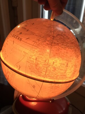 Globus Vintage französisch beleuchtet Weißblech Welt Michael Siedel 50er Mid Century