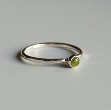 Peridot Ring Sterling Silver Green Stacking Ring