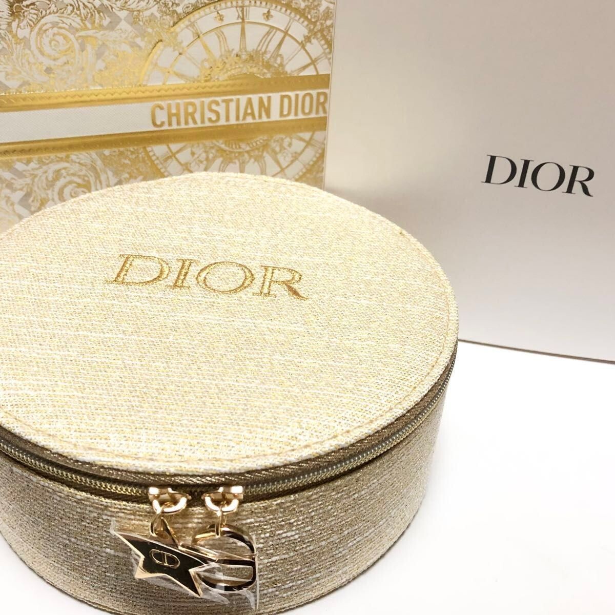 DIOR Beauty Gold Makeup Bag Pouch Novelty Holiday 2024 with DIOR Beauty Gold Makeup Bag Pouch Novelty Holiday 2024 with