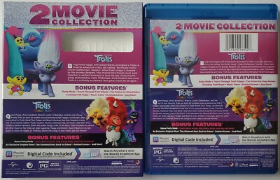 TROLLS/TROLLS WORLD TOUR 2 DISC BLU RAY WITH SLIPCOVER SLEEVE FREE