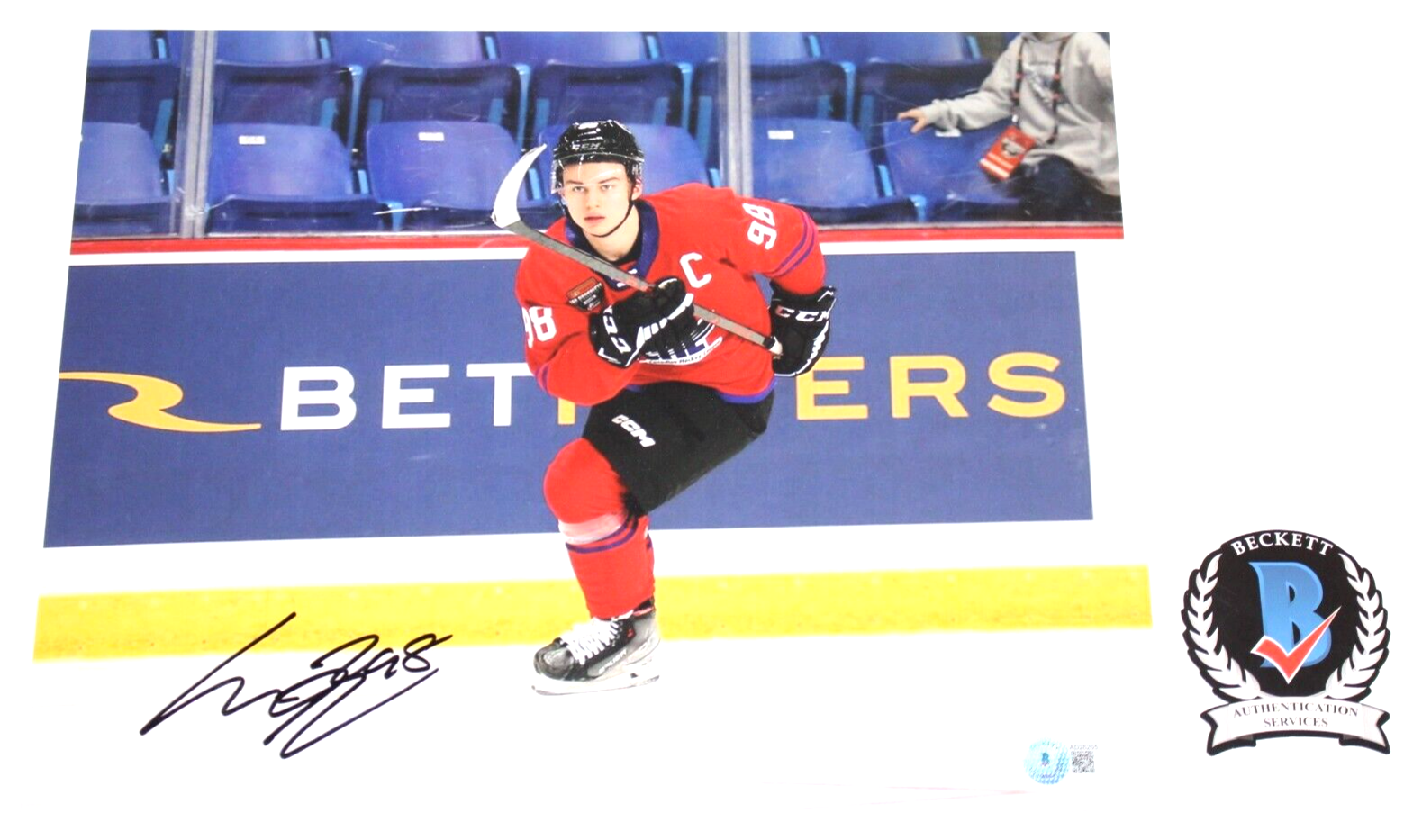 Connor Bedard Autographed Signed Chicago Blackhawks REGINA PATS 11x14 PHOTO BECKETT COA #98 