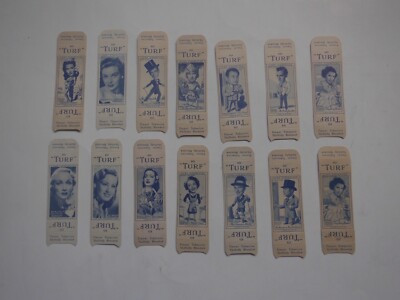 1949 TURF CIGARETTES FAMOUS FILM STARS (14) cards w/ uncut tabs rare