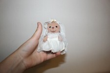 Vintage Russ Berrie And Company Inc. Flocked Figurine 4" Bride Bear