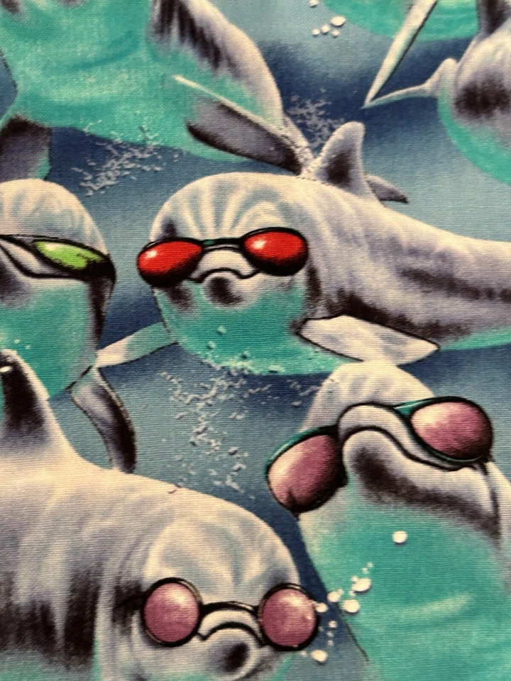 FUNKY DOLPHINS “Blue” Awesome Dolphin Quilting Sewing Fabric (100x112cm) Cotton - image 3 of 4