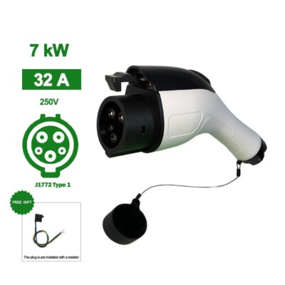 Type1 EV Replacement Plug, 32A, J1772 Connector, Level 2 Charging Cable Nozzle