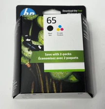 GENUINE HP 65 2-pack Black/Tri-color Original Ink Cartridges, Exp: 11/2026
