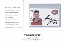 Jesse Belanger Montreal Canadiens AUTOGRAPH AUTO SIGNED INDEX HOCKEY CARD COA