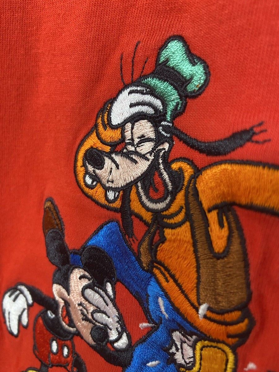 Vintage Disney Mickey Inc Shirt Large Red Embroidered Character