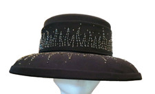 Ben Marc International Derby Hat Church BLACK Glitter Beads Gorgeous