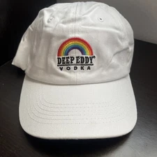 White Deep Eddy Vodka Hat Cap Snapback Austin TX NWOT Rainbow White