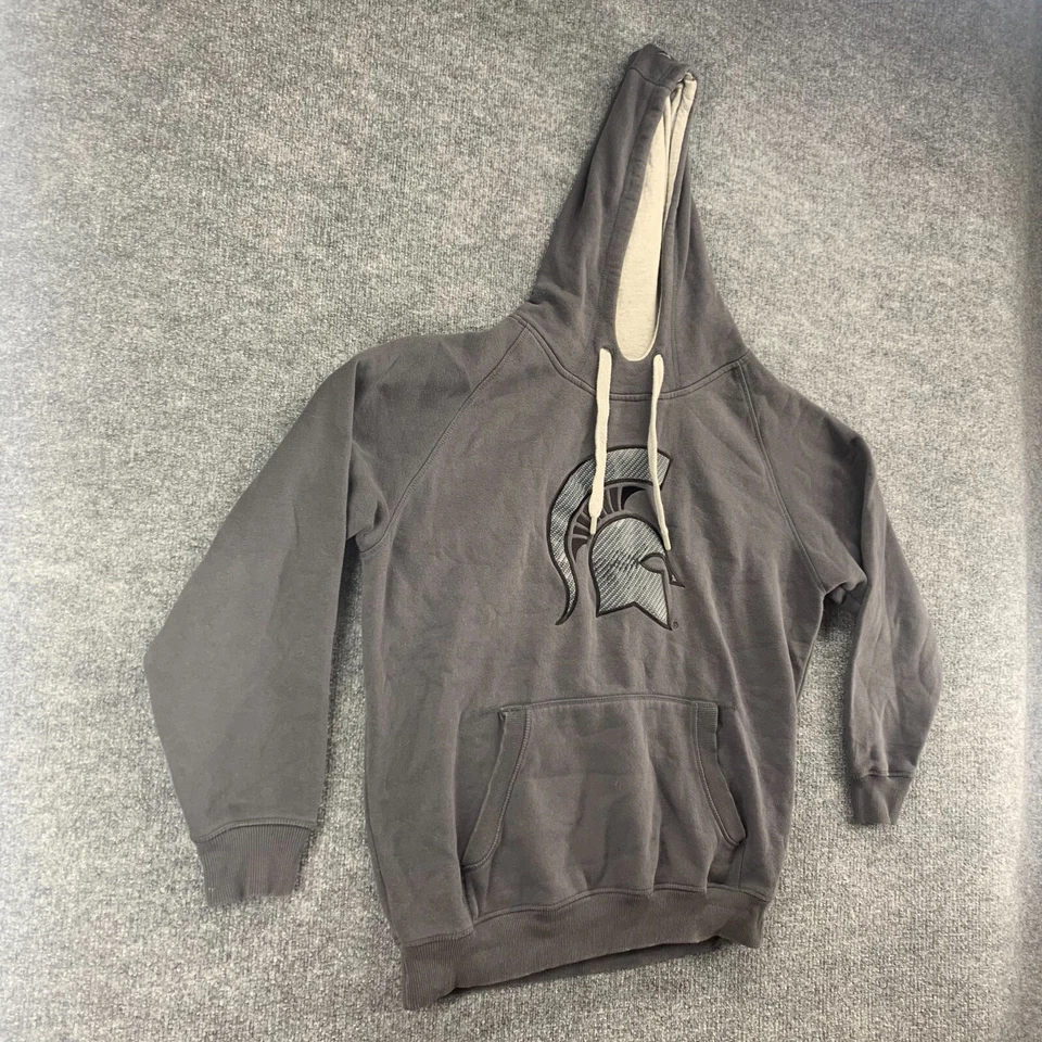 Michigan State Spartans Hoodie Mens Large Gray Antigua Sweatshirt Pullover Logo - Image 2 of 4