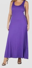 24seven Comfort Apparel Women's Purple Racerback Maxi Dress Plus Size 1X