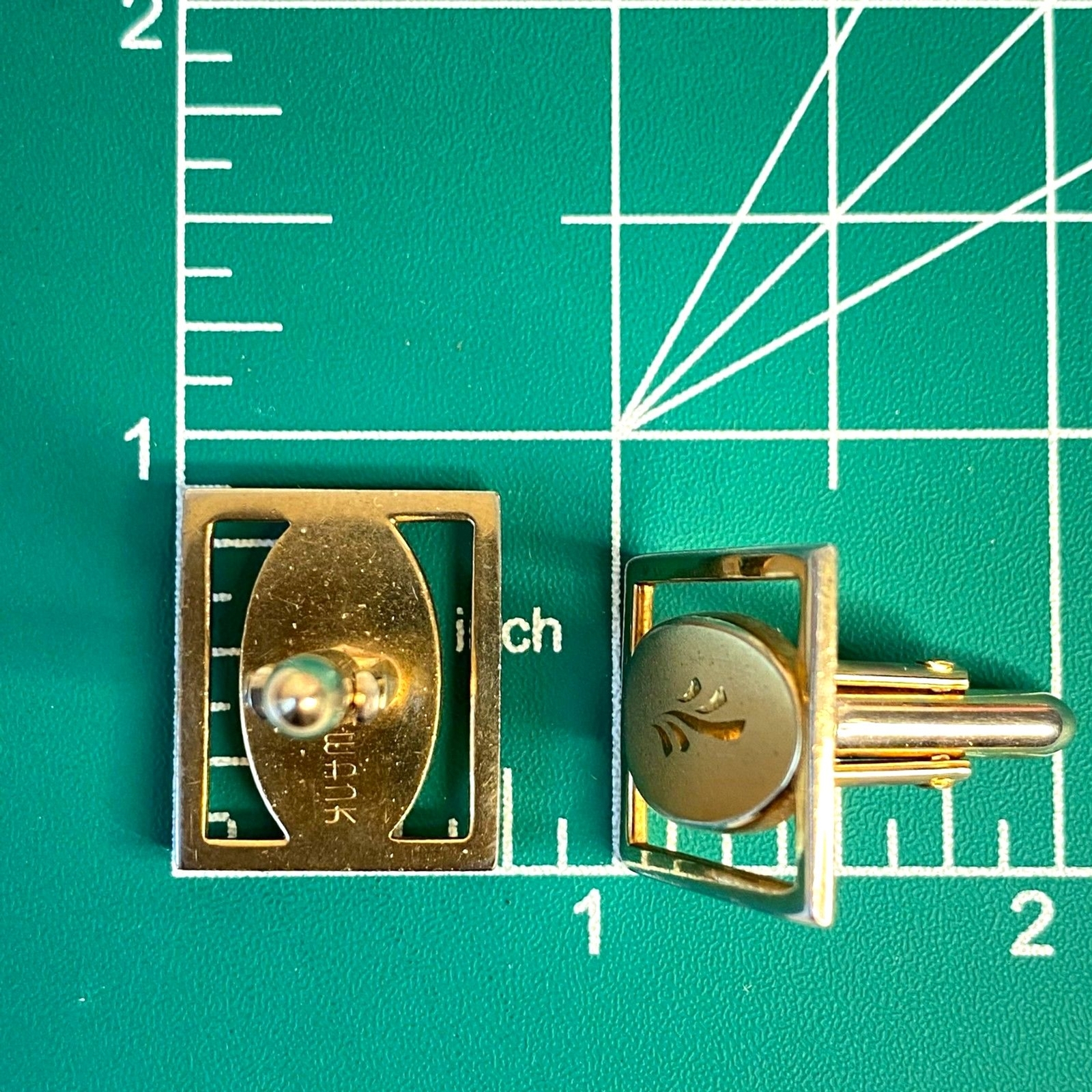 Swank Gold Tone Cufflinks Rectangular Open Frame … - image 5