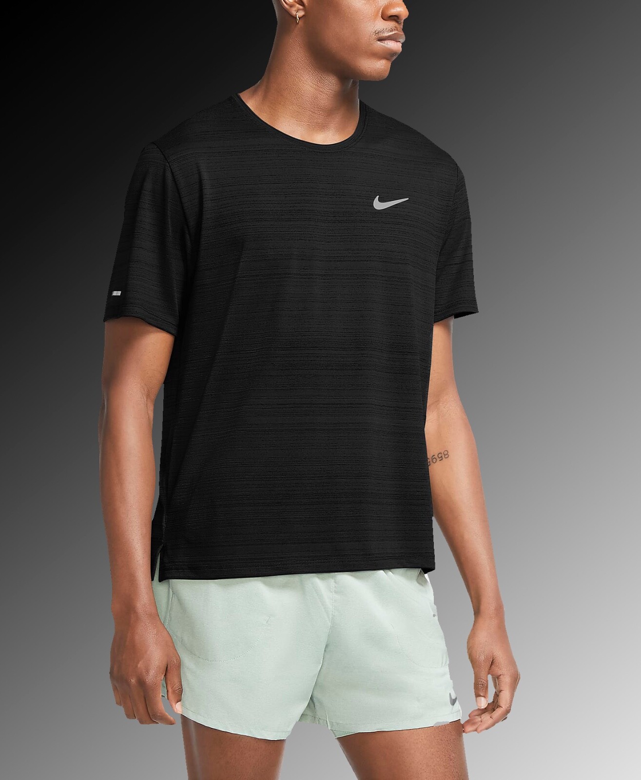 Nike Dri-FIT Miler Running Top CU5992-010 Black Men Size Medium | eBay