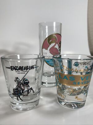 3 Shot Glasses Excalibur Las Vegas Las Vegas Nevada￼