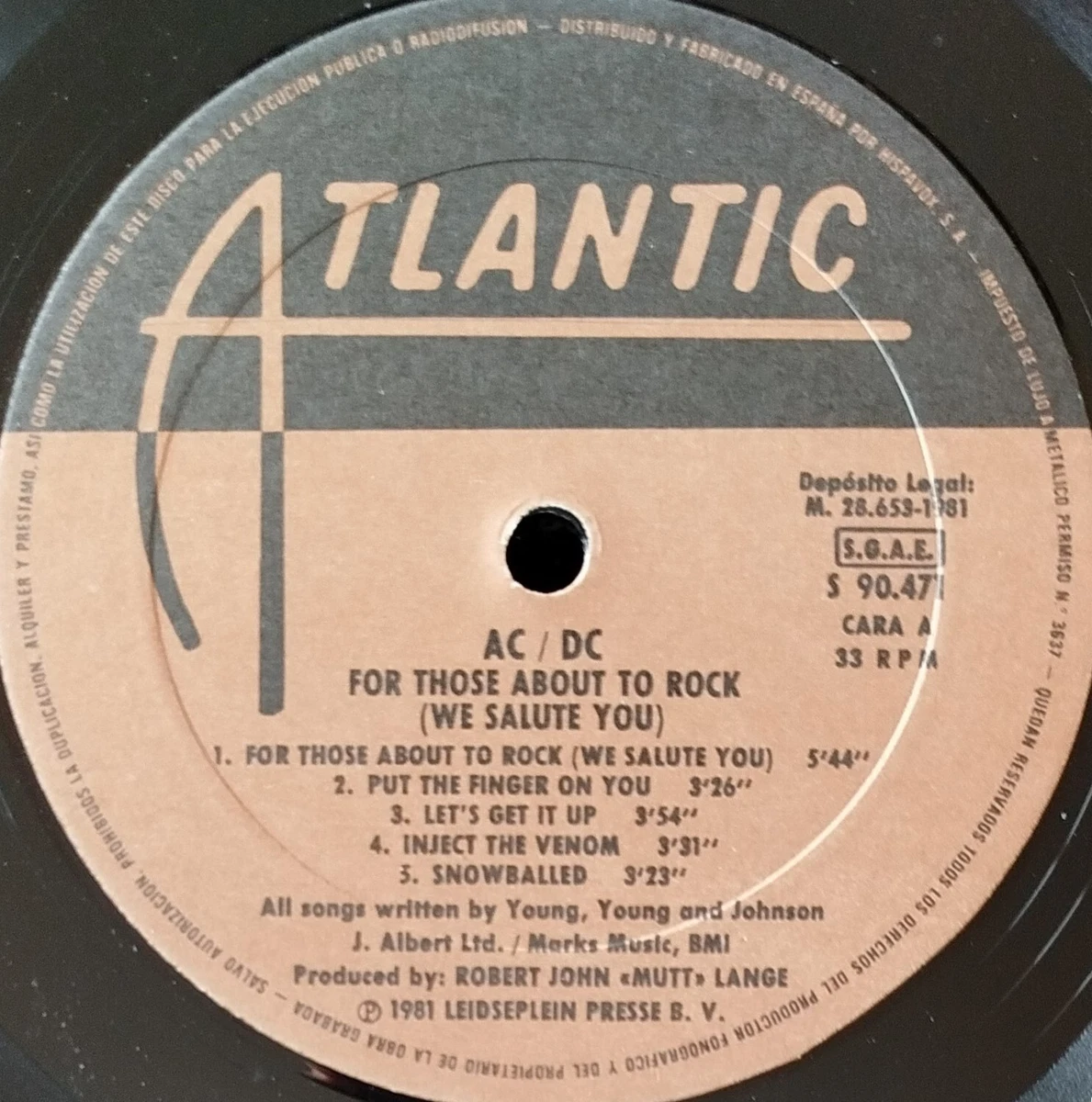 AC / DC " FOR THOSE ABOUT TO ROCK " SPANISH LP WITH DIFFERENT SLEEVE 1981