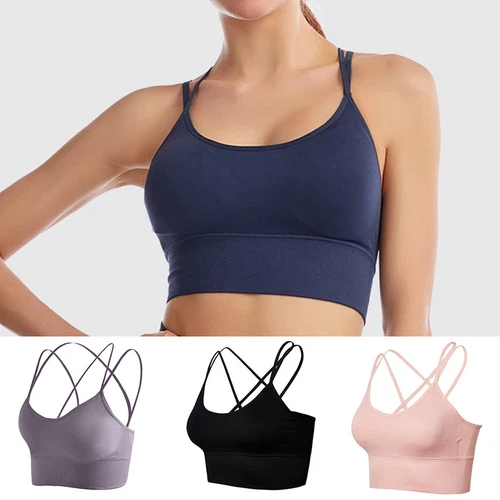 Damen Sport-BH nahtlose Bralette Tank Crop Top gepolstert BH Bustier Cami Weste - Bild 5 von 24