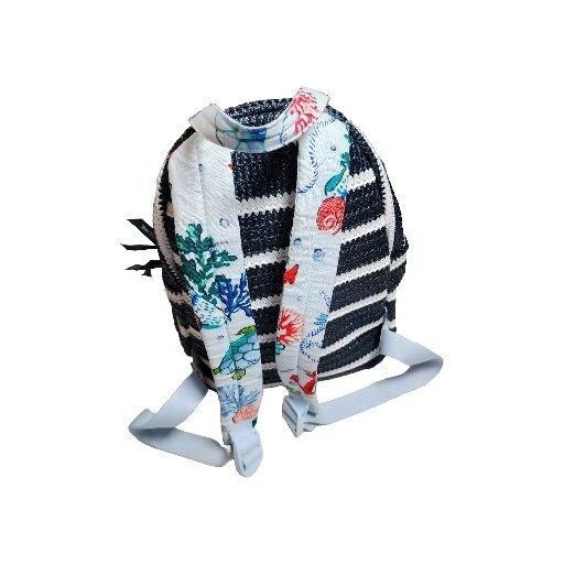 Mini Mochila de Paja Vera Bradley Anclas Pesar Bolsa de Playa Náutica Foto 2 de 4