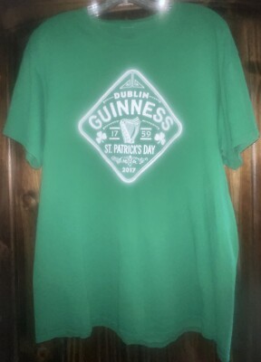 GUINNESS BEER Dublin 2017 St Patrick's Day Irish Green Large Cotton T Shirt 1759