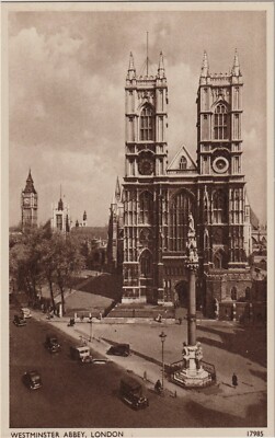   sehr alte POSTKARTE_WESTMINSTER  ABBEY_Queen_ELIZABETH II._England_King_Royal