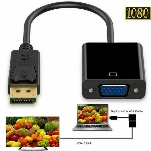 Display Port to VGA Female Video Cable Converter Adapter PC Monitor Desktop 1A8 - Picture 6 of 9