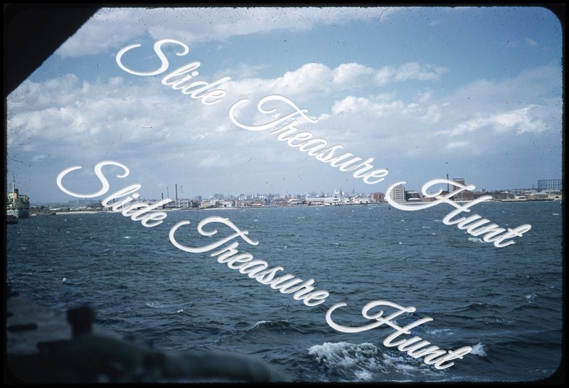 Australia Melbourne Harbor Boats 35mm Slide 1950s Red Border Kodachrome