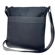 LOEWE Anagram Shoulder Bag Crossbody Navy Leather PVC Authentic Good Condition