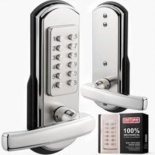 Left Handed Keyless Door Lock, Mechanical Keypad Door Lock with Handle, Heavy...