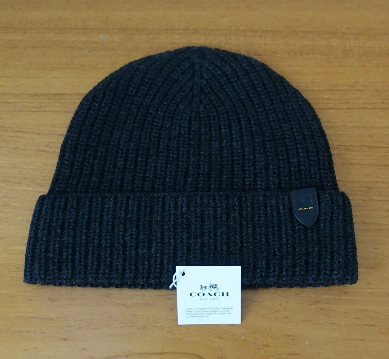 Discount Coach Embossed Rib Knit Merino Wool Black Beanie Hat New with Tag
Opens in a new window or