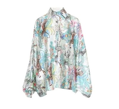 Beulah Style Exotic Animals Blouse One Size