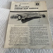 IH McCormick No. 37 Wheel-Controlled Disk Harrow Torsion Frame Sales Brochure