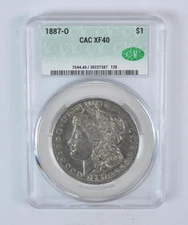 1887-O Morgan Silver Dollar XF40 CAC CACg Beautiful Tone *5907