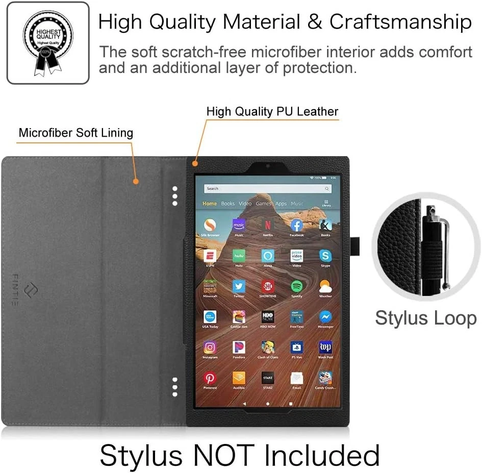 Folio Case for Amazon Fire HD 10 9th Gen 2019/7th Gen 2017 Slim Fit Stand Cover - Image 4 of 4