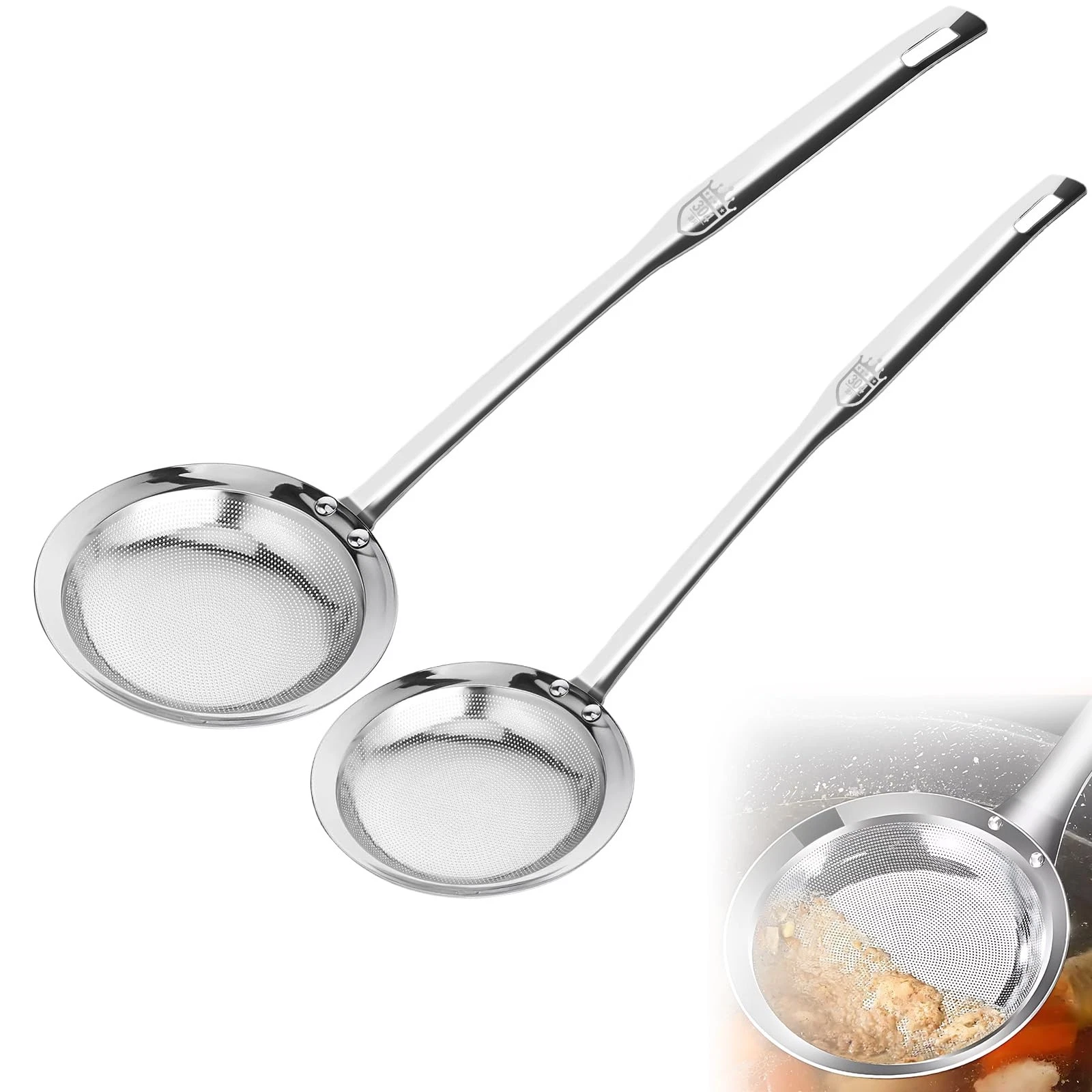 Fine Mesh Stainless Steel Sieve Colander(2 Pack, Large+Small), Mesh Strainer ...