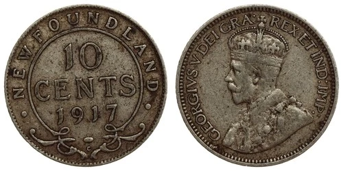 1917 Newfoundland 10 Cents — photo from the most recent tracked eBay sale