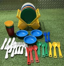 Vintage 1987 Fisher Price Fun Food Family Dinnerware Set 2107 Cup Bowl