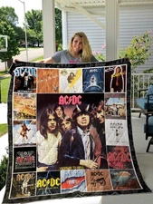 Personalized AC.DC Band Fleece Sherpa Quilt Blanket Gift for Fan