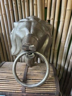 Lion Head Ring Door Knocker Silver Metallic Metal Contemporary Baldwin 0102