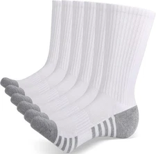 GRAPMKTG 6 Pack Cotton Crew Athletic Socks Men Women Cushioned Boot Work Socks M