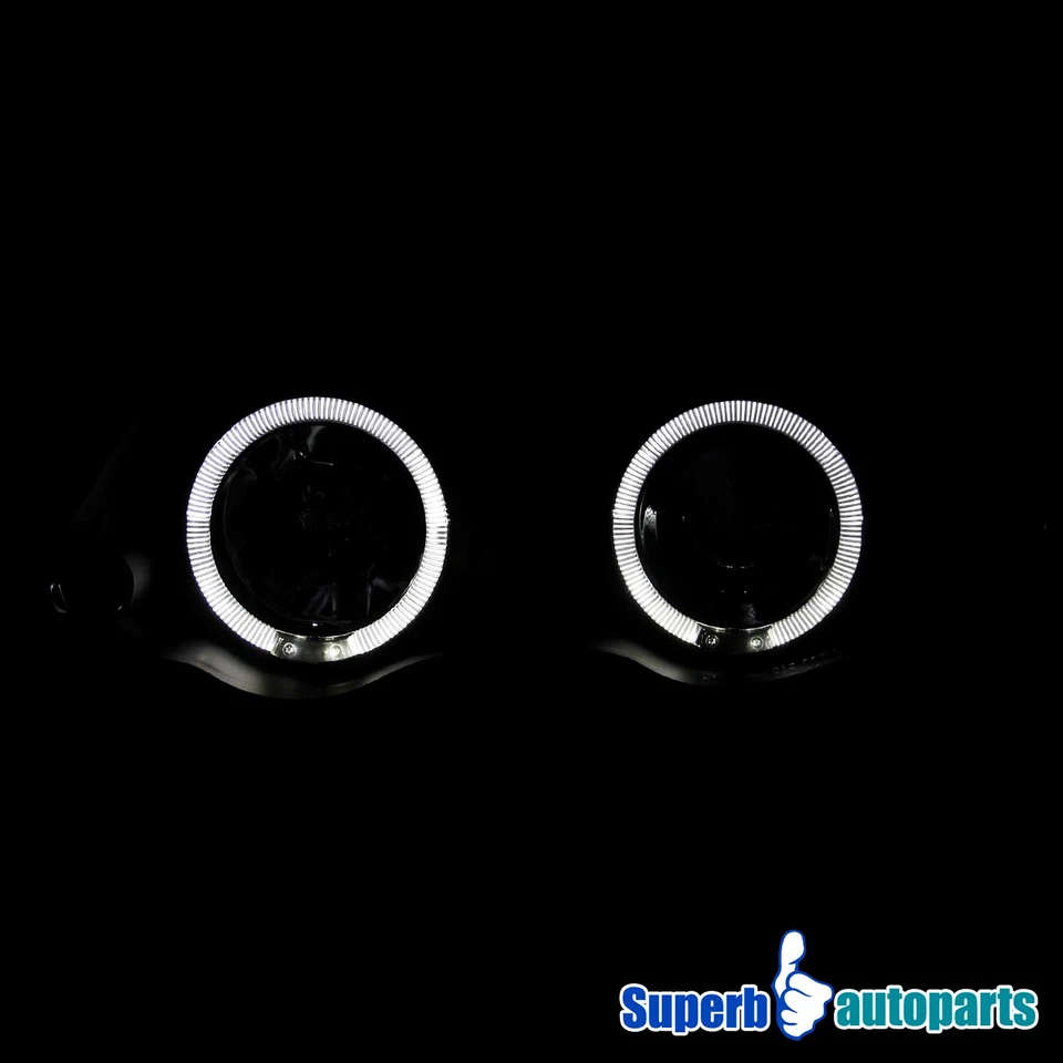 Fits 1999-2001 BMW 99-01 E46 4Dr 323i 328i 330i Halo Projector Headlights Black - Image 3 of 4