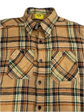 Vintage Mr Leggs Shirt Mens Large Beige Multi Plaid Flannel Button USA 70s 80s