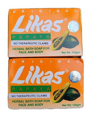 Likas Papaya Soap Original 2 Pack 135g Skin Brightening Herbal Bath Soap