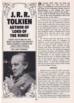 J. R. R. TOLKIEN : THE AUTHOR OF THE LORD OF THE RINGS. BY LEW THOMAS. THIS IS A