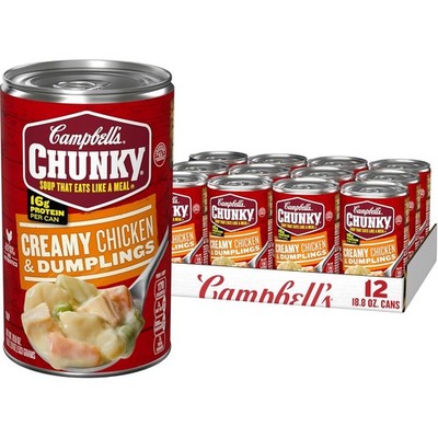 Campbell's Chunky Creamy Chicken & Dumplings Soup, 18.8 Ounce Can (Pack of 12)