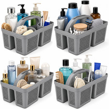4 Pack Portable Shower Caddy, Integrated Handle, Reinforced Plastic, Organizer S
