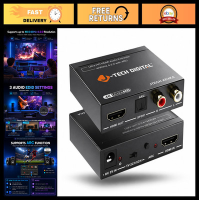 4K HDMI Audio Extractor with ARC, HDMI to RCA/Optical, Dolby Digital, DTS, Gamin